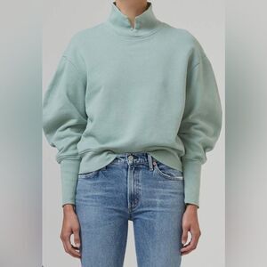 Citizens of Humanity Melia Mock Neck Sweatshirt – Eucalyptus – Size XS